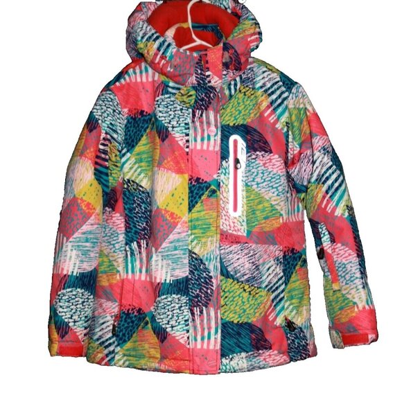 N.Z.B.Z. Girls Winter Ski Coat Thumbholes Zip Pockets Size 12 Multi Color Pink - Picture 1 of 2